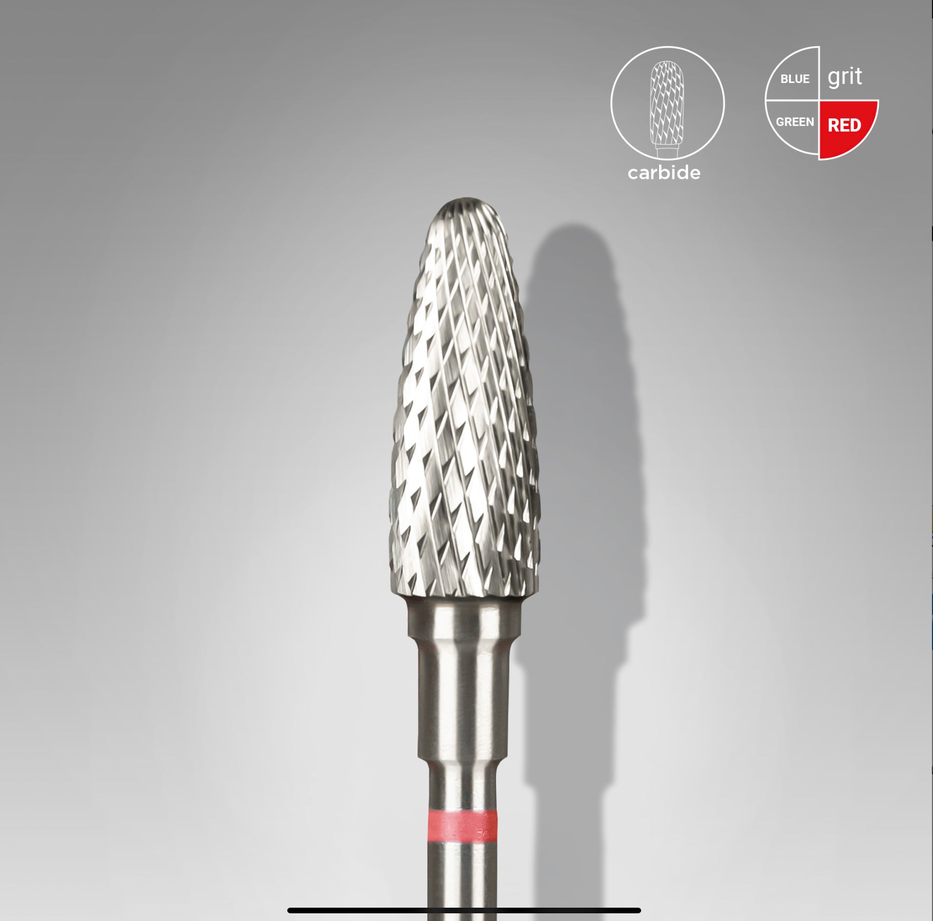 Carbide nail drill bit, “cone” red, head diameter 5 mm / working part 13 mm