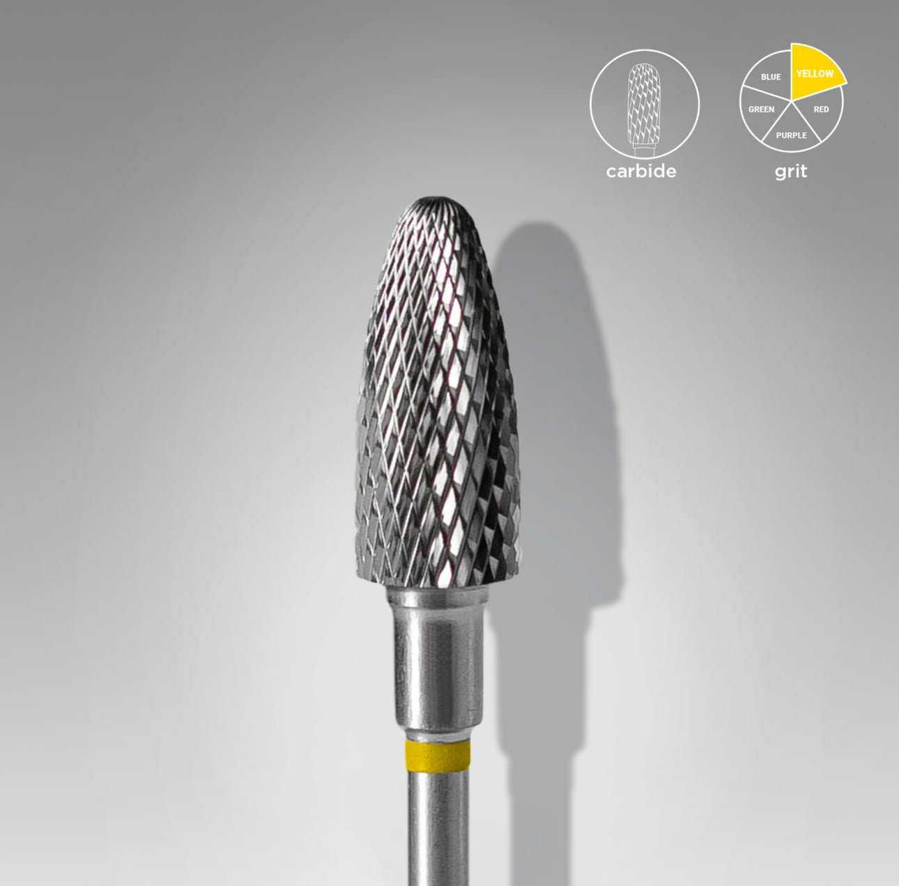 Carbide nail drill bit, “corn” yellow, head diameter 6 mm / working part 14 mm