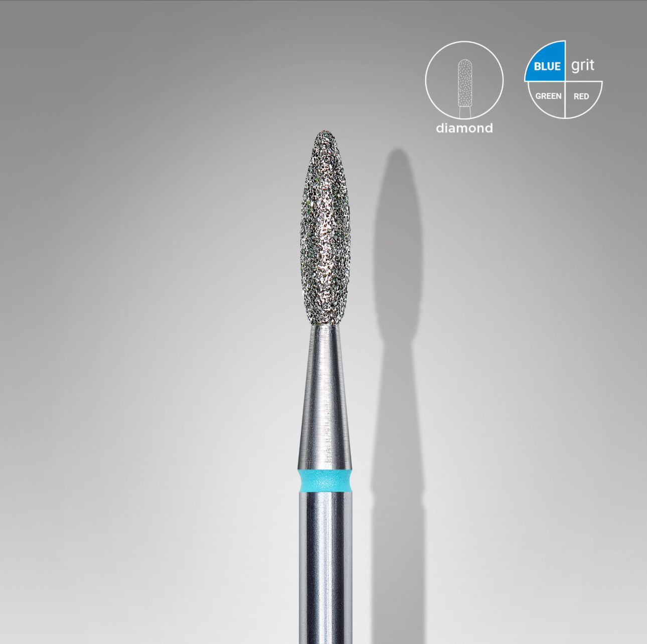 Diamond nail bit “flame”, blunt, Blue 1.4 mm